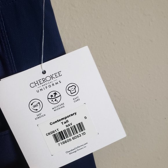 Cherokee Form NWT Navy Mid Rise Moderate Flare Leg Yoga Scrub Pants Small Tall - Picture 7 of 11